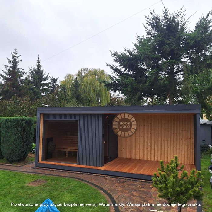 Sauna ogrodowa z tarasem