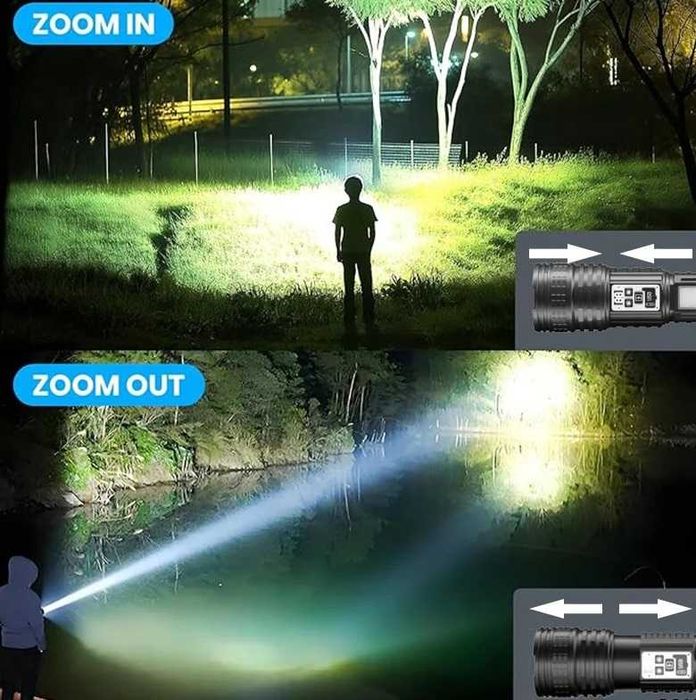 Мощный светодиодный фонарик с большим радиусом действия.