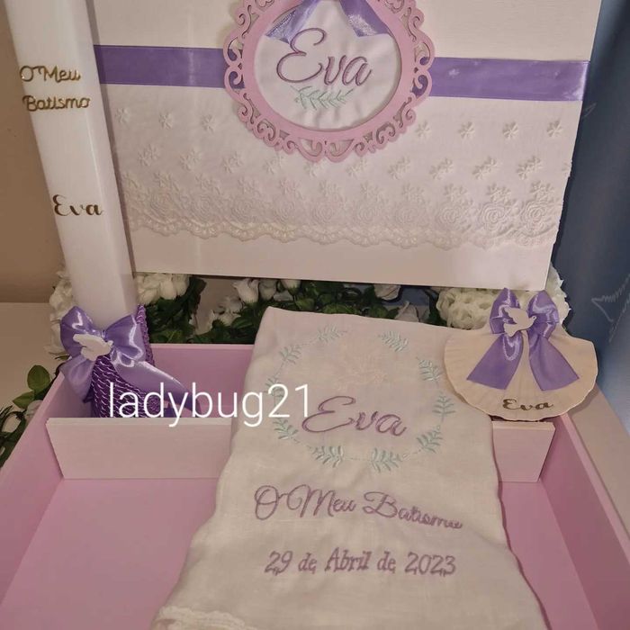 Conjuntos de batismo personalizados, livros honra, toalhas banho