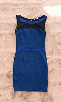 Niebieska sukienka imprezowa obcisła dopasowana S 36 krótka