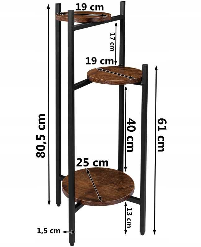 Kwietnik rustykalny metalowy postarzany dąb 80cm