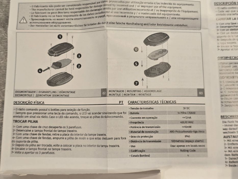 Comandos de portão de garagem