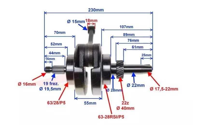 Wał korbowy Cross 200 / 250 Quad ATV