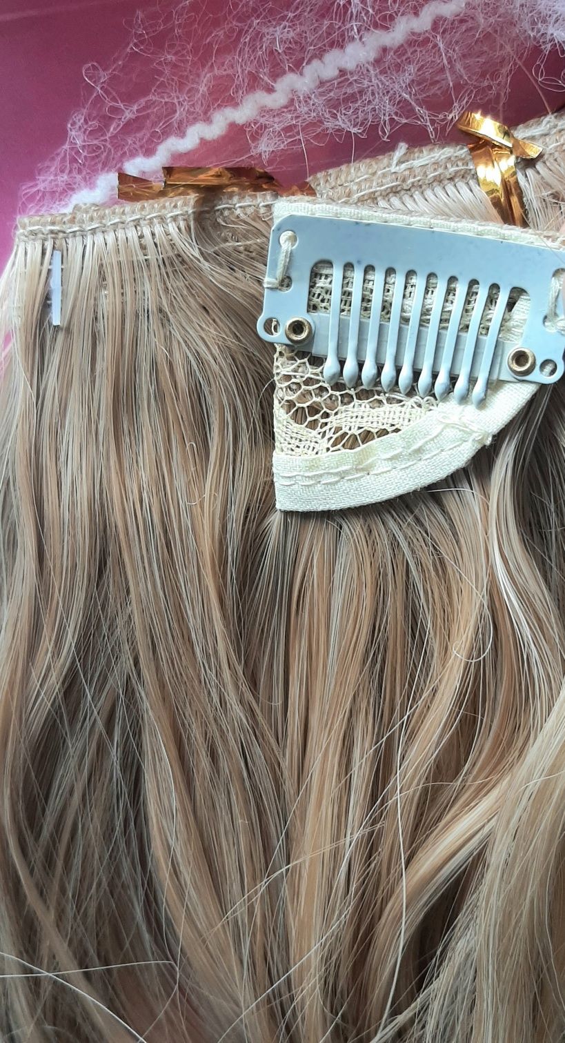 Włosy doczepiane na klipsy blond clip in