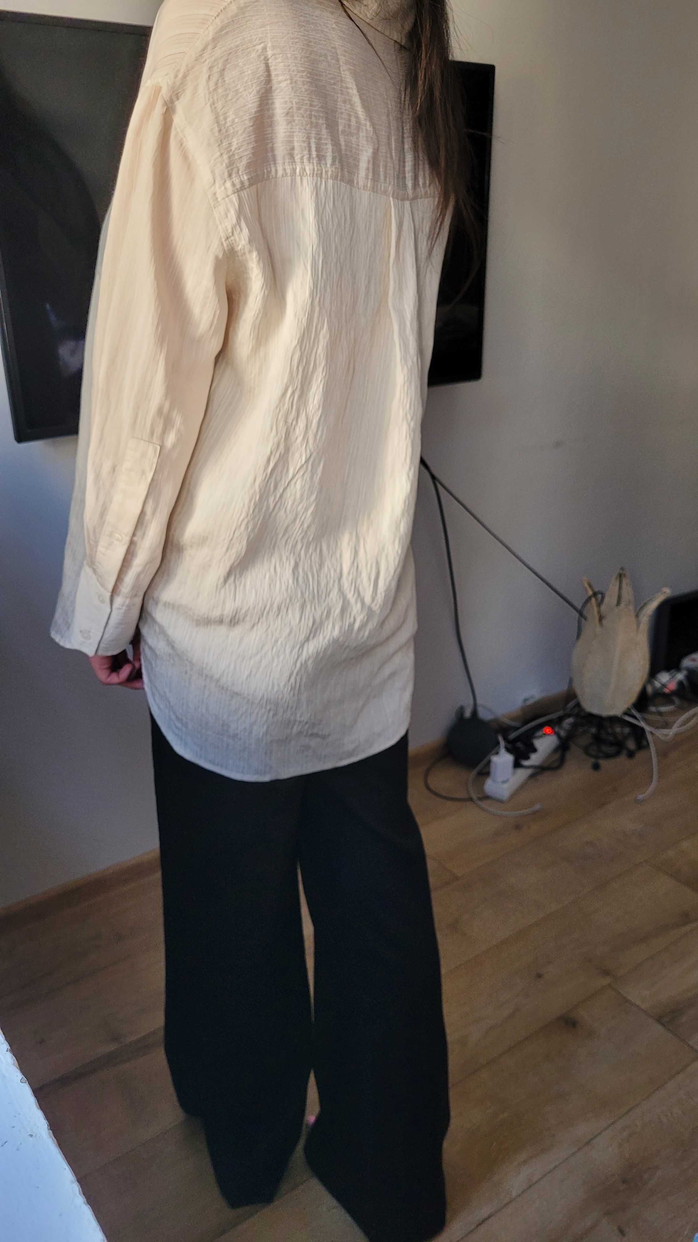 Koszula oversize zara bezowa oddobne przeszycia nowa rozmiar S 36 M 38