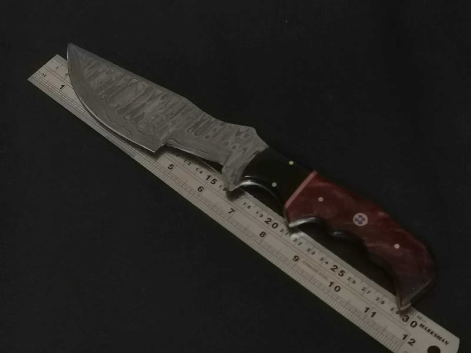 DAMAST nóż myśliwski BOWIE stal damasceńska 30cm. SKINNER bushcraft