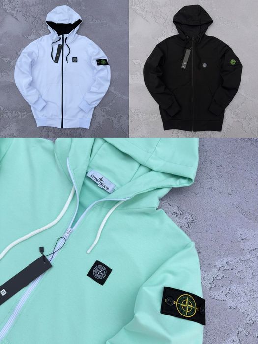 Зіп худі Stone Island кофта чорний білий м'ята XS S M L XL XXL