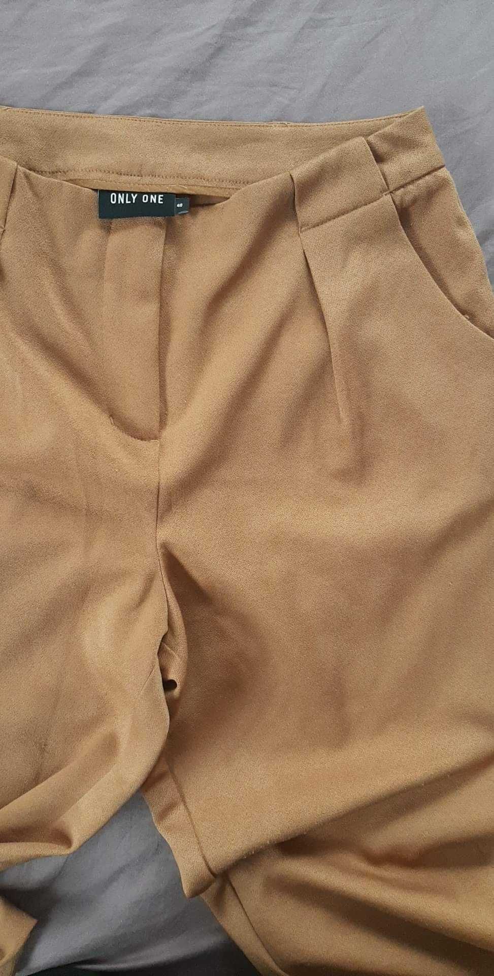 Karmelowe spodnie wysoki stan eleganckie ,ONLY ONE rozmiar  40
