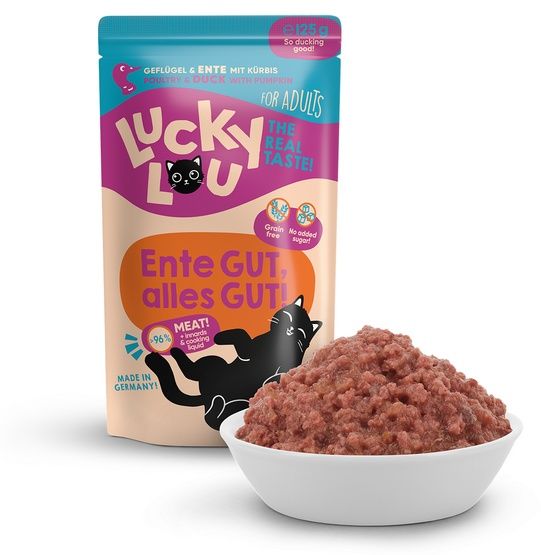Karma dla kota bez zbóż, cukru i GMO - Lucky Lou DRÓB i KACZKA 125g