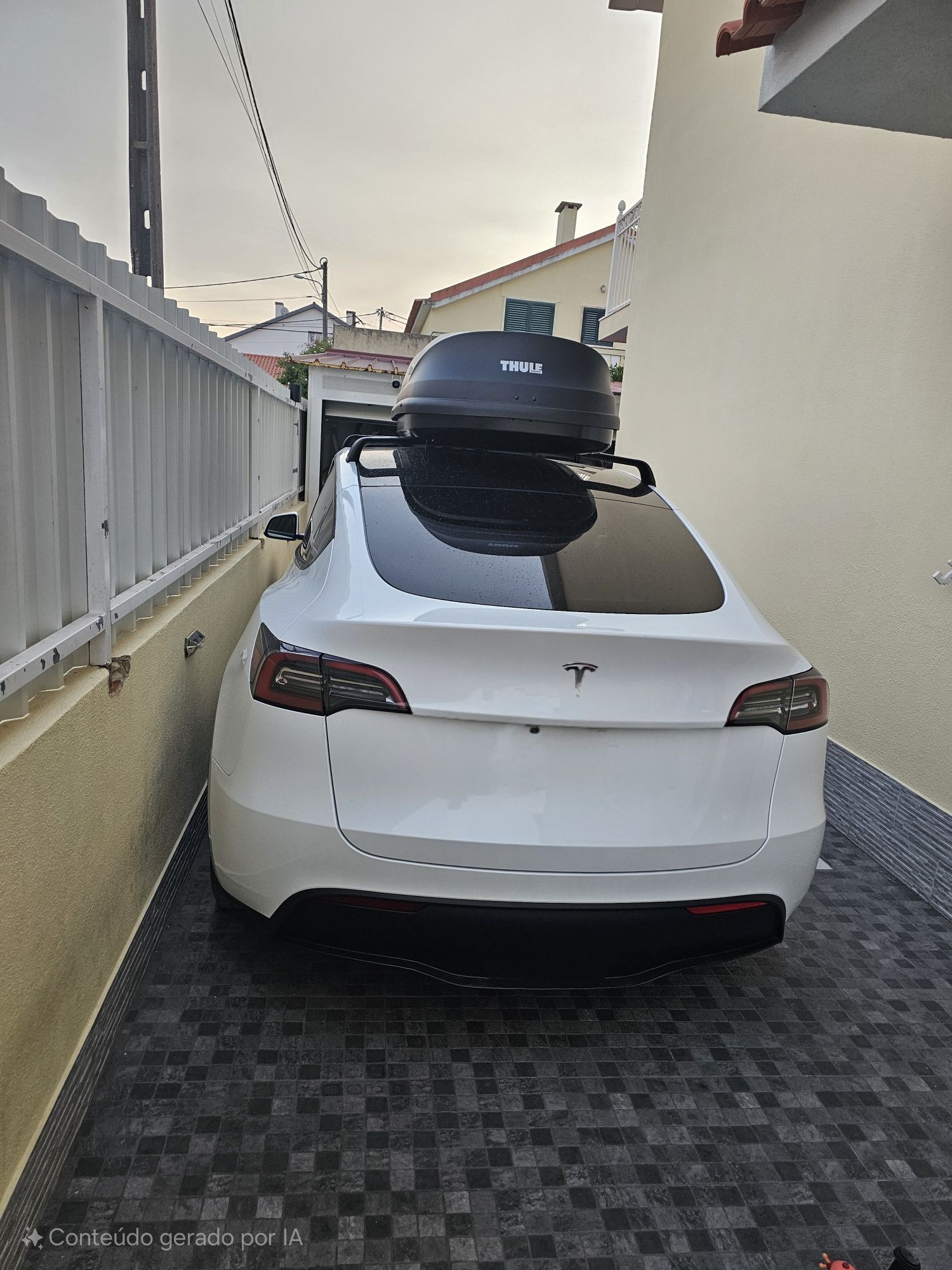 Mala tejadilho Thule 410l e barras para tesla model y ou model 3