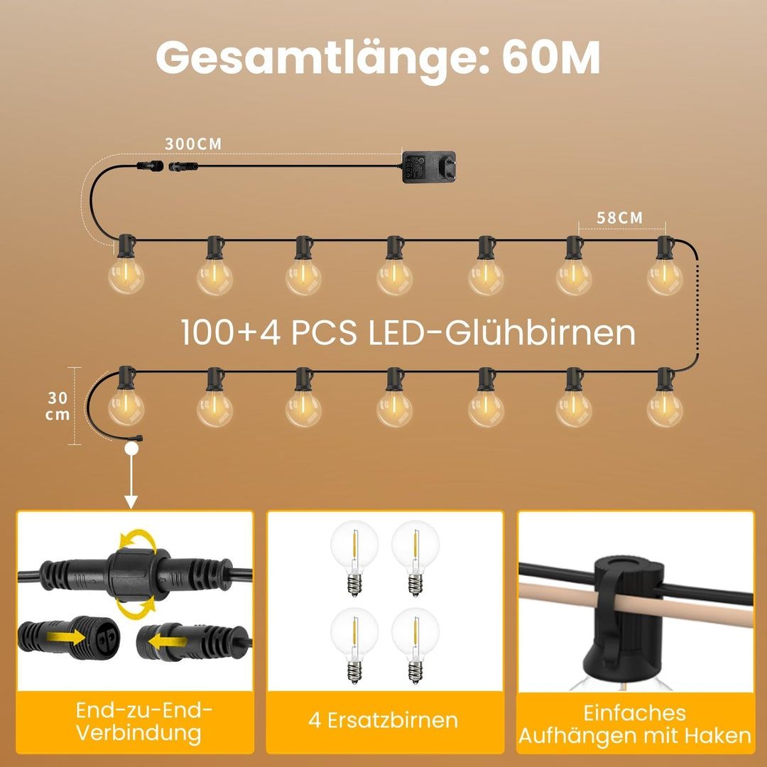 60M + 60M Luzes de fadas para exteriores, Luzes de fadas para exterior