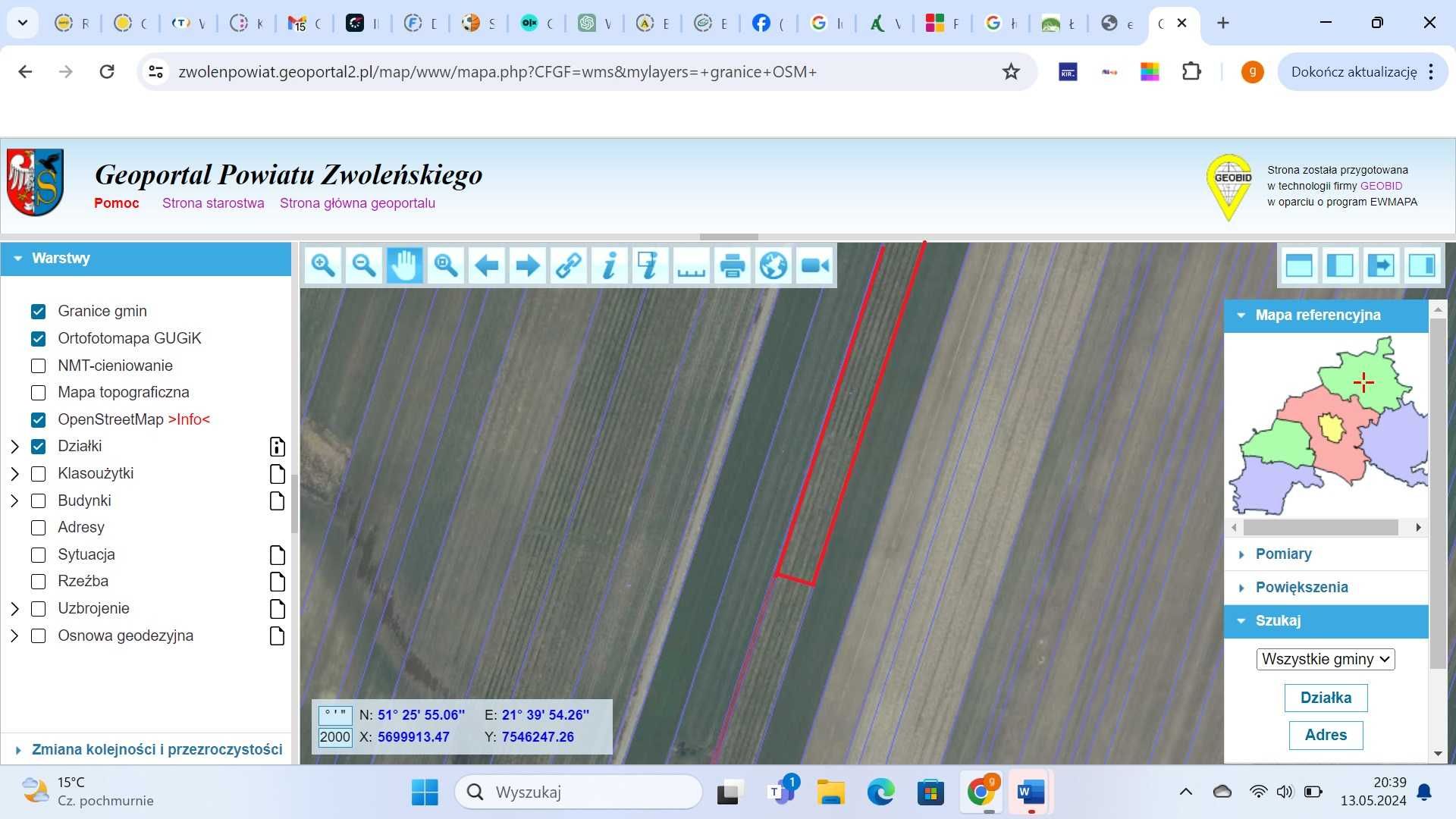 Działka rolna obsadzona czerwoną porzeczką o powierzchni 1.38 ha