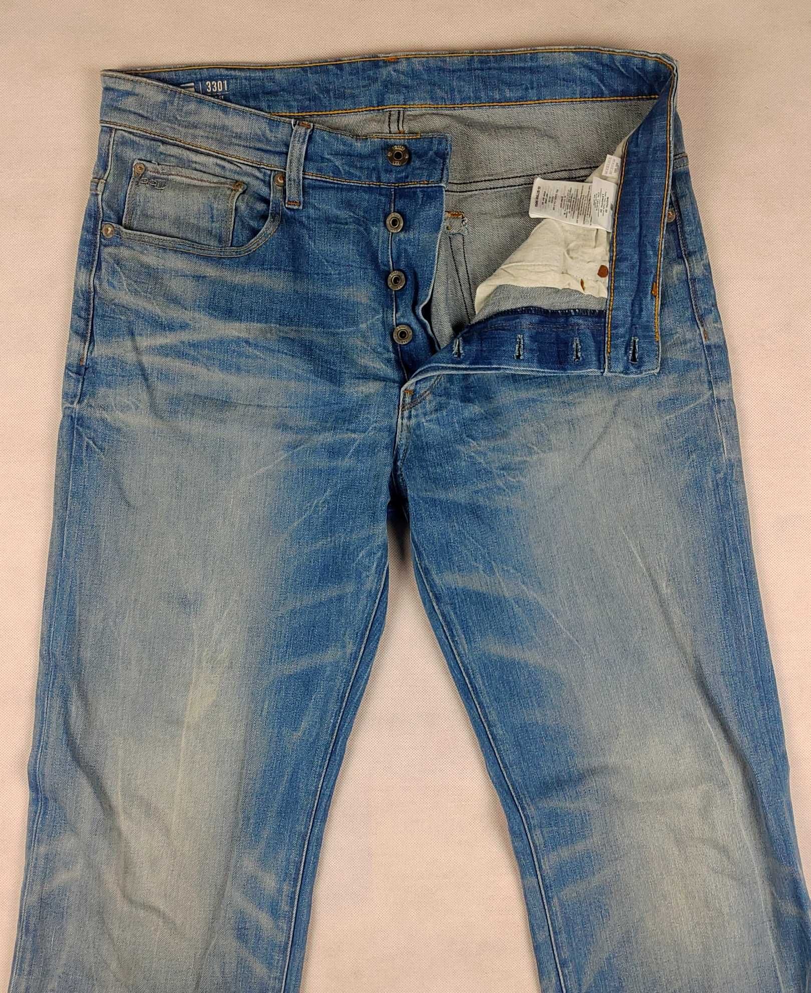 G-Star Raw 3301 Loose spodnie jeansy W32 L34 pas 2 x 43 cm