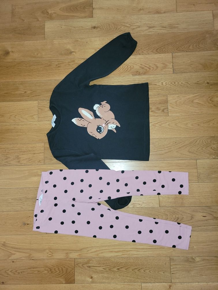 Bluza i legginsy zestaw dla dziewczynki H&M 122/128 króliczek