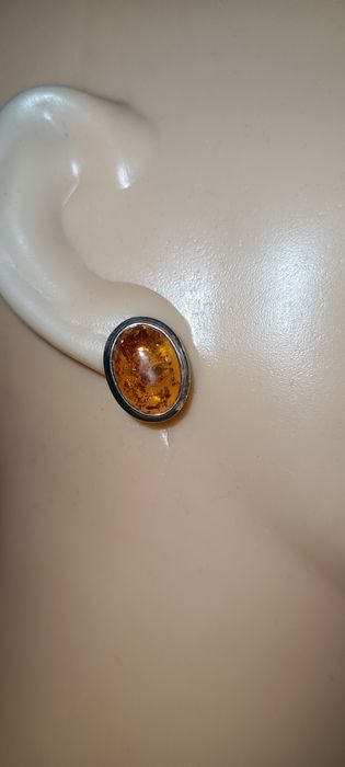 Piękne kolczyki srebro burszyn