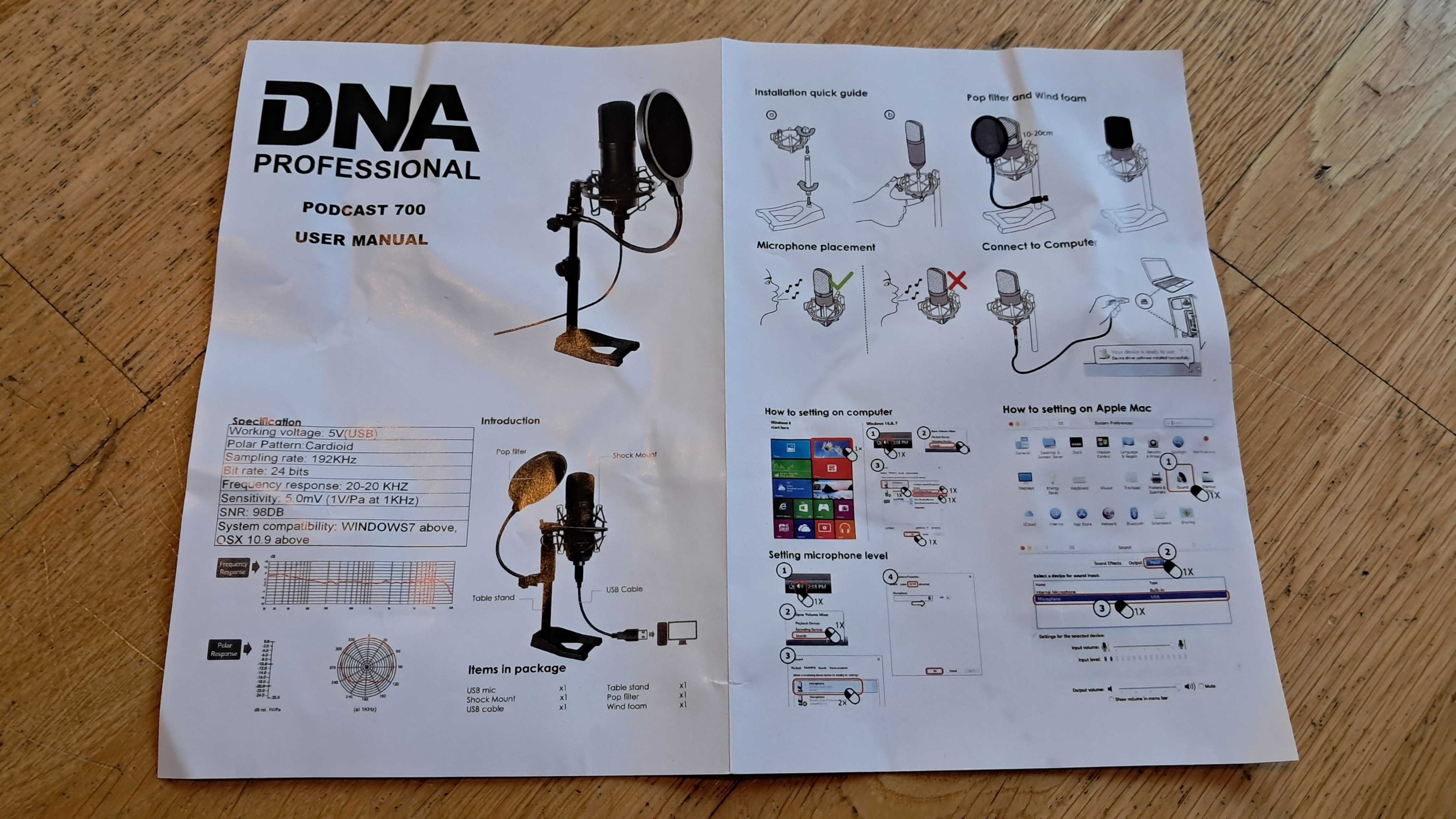 Mikrofon pojemnościowy USB DNA Professional Podcast 700 Desktop Set