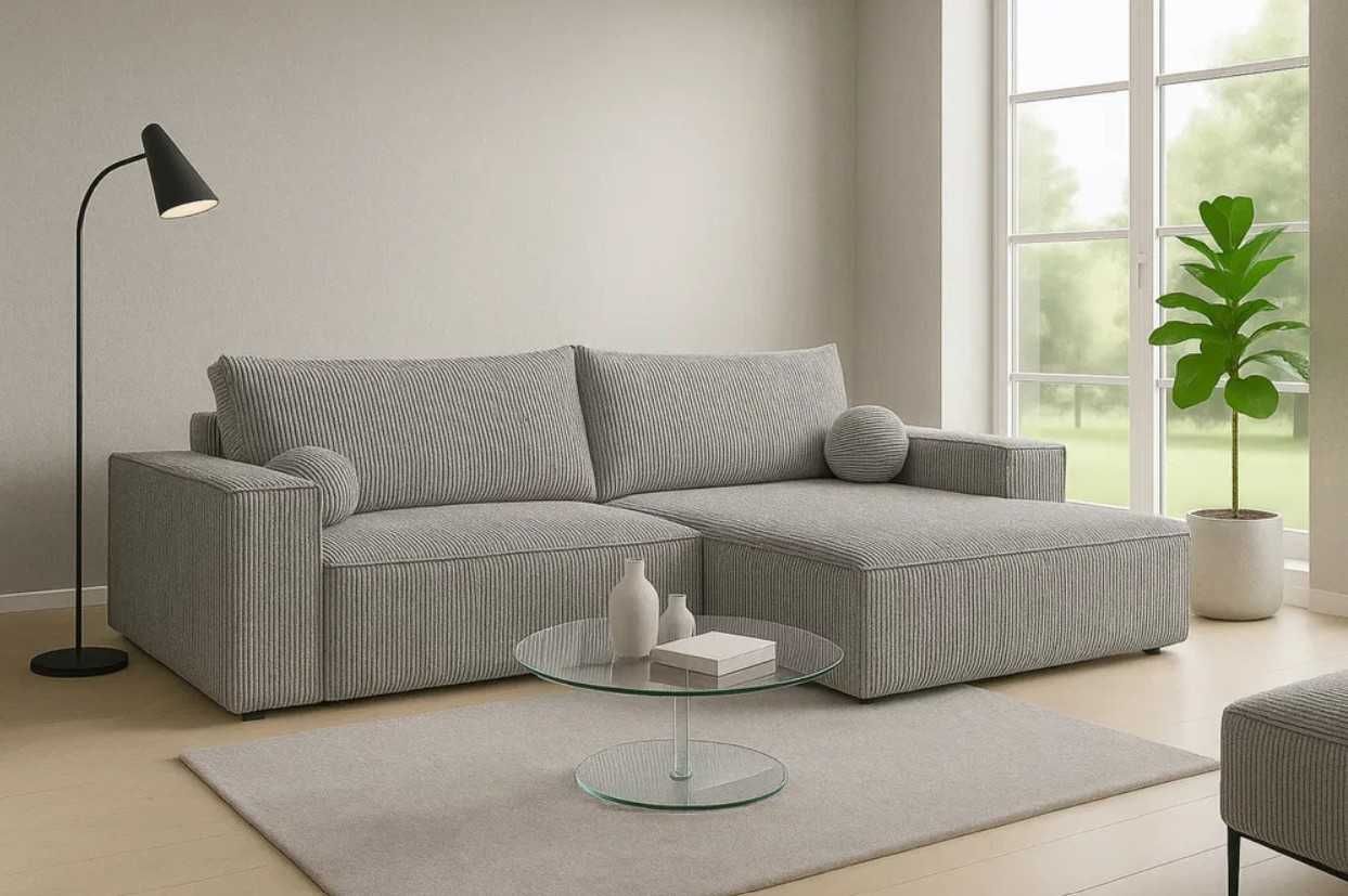 Narożnik rozkładany kanapa MONO L mini 255 cm sztruks funkcja spania