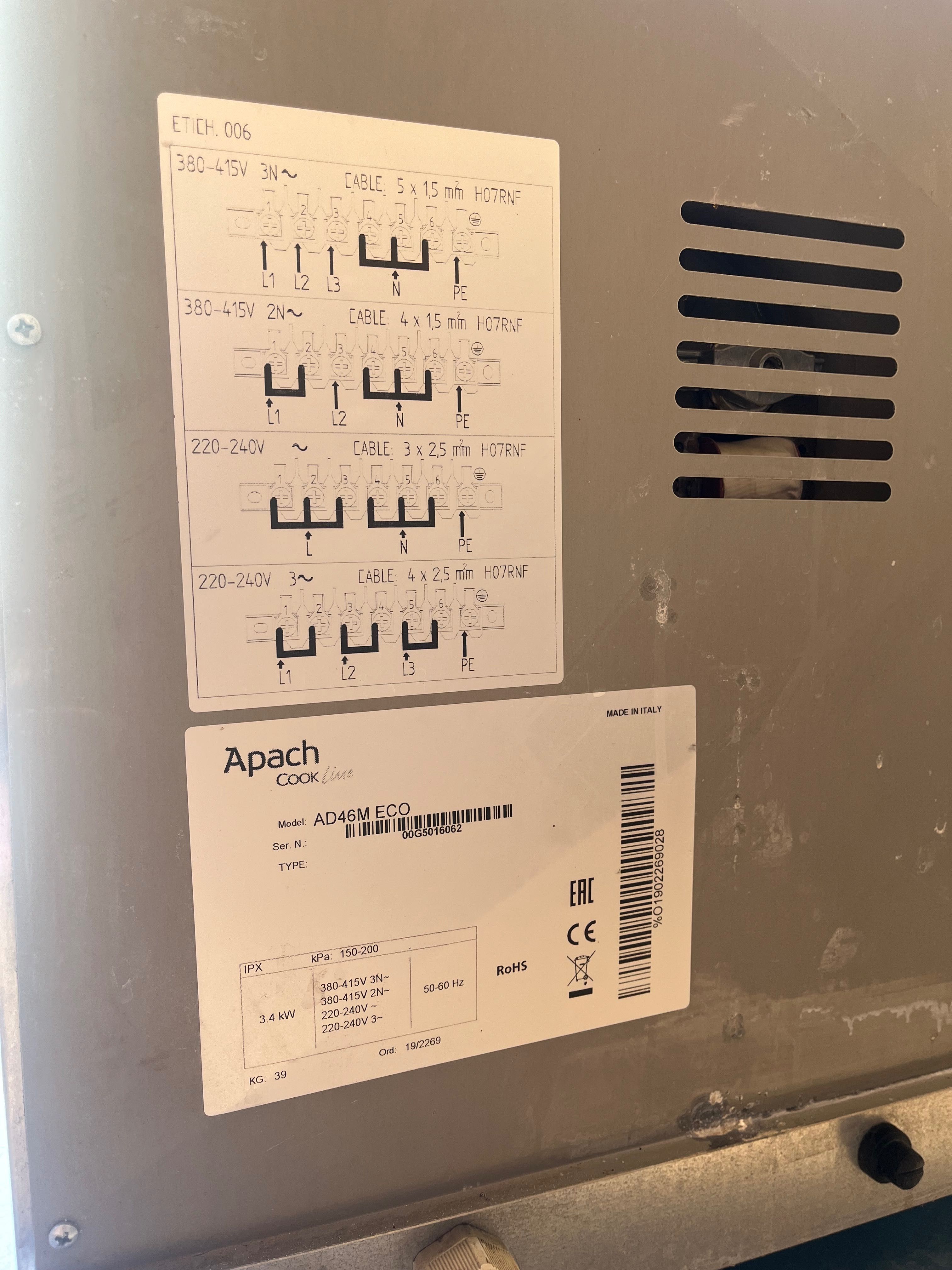 Піч пароконвекційна APACH COOK lines AD46M ECO.