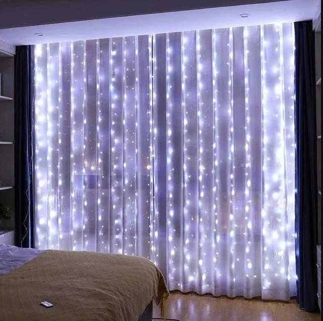 Гирлянда штора на проволоке "Капля росы" 3х2 Холодный белый 200LED