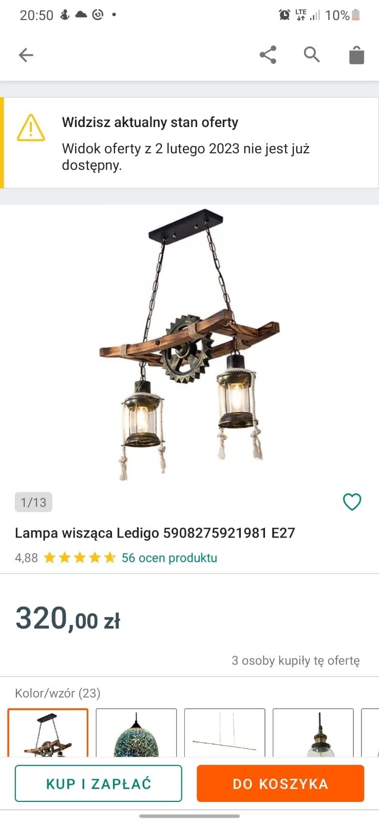 Lampa sufitowa, żyrandol