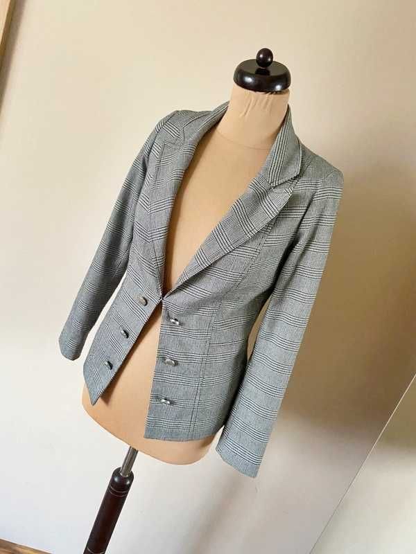 38 36 żakiet marynarka blazer krata dopasowana skrojona basic lipsy