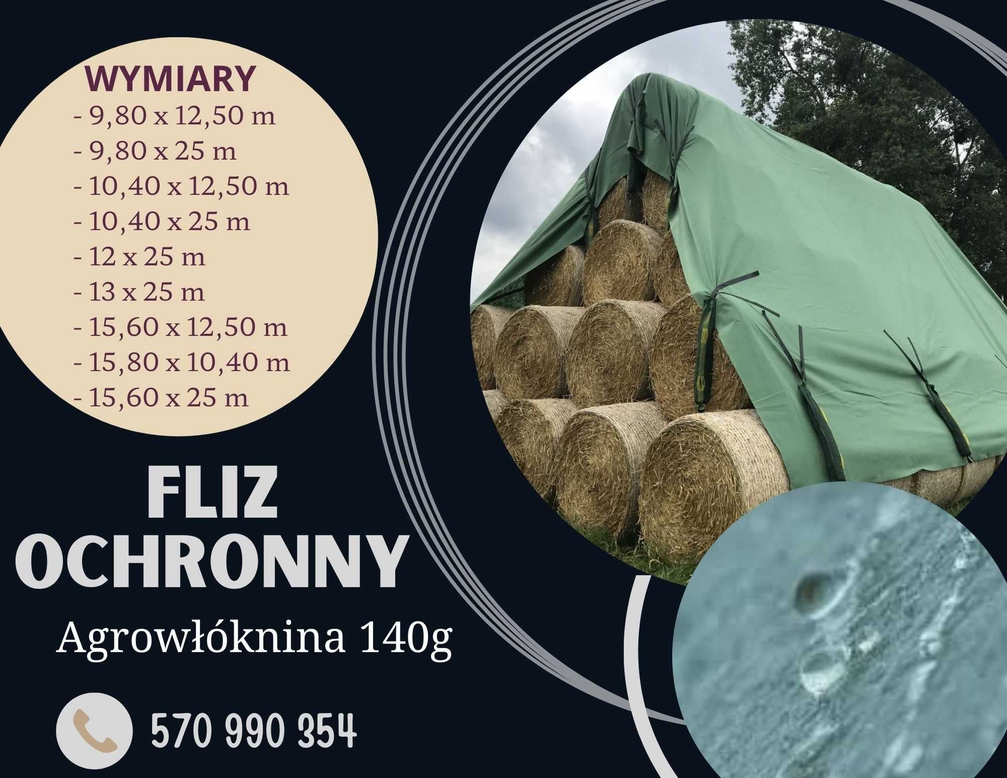 Fliz Wielosezonowy do Przykrywania SŁOMY SIANA - GRUBY 140g UV+