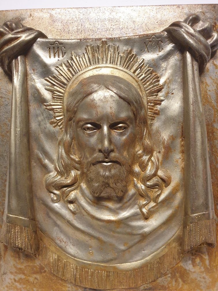 imagem de Cristo em ferro "IL VOLTO SANTO DI TOURS" marcada de 1886