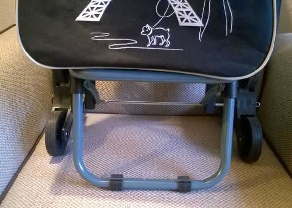 Torba na kółkach potrójnych wózek na zakupy składany solidny czarny