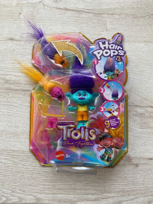 Figurka MATTEL Trolls Band Together kolorowa Hair Pops z akcesoriami