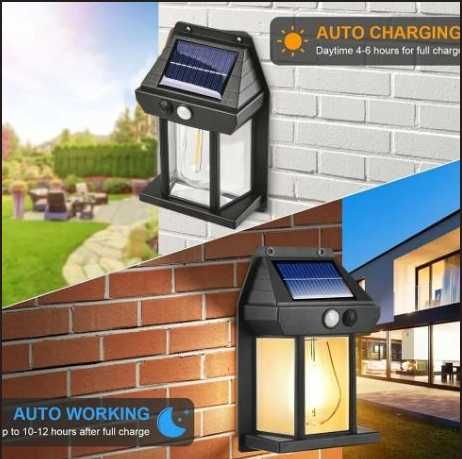 Lampa solarna elewacyjna dekoracyjna - czujnik ruchu i zmierzchu - LED