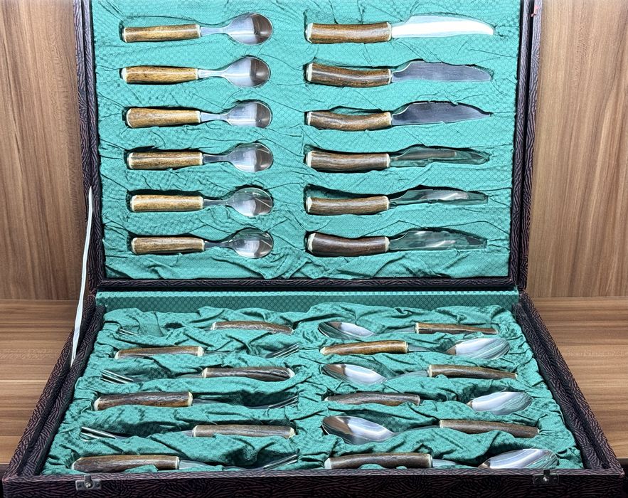 Эксклюзивные столовые приборы натуральный рог ABS Rostfrei мотив охота