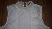 Bluzka New Look biała 8/36/S ażurkowa, pod sweterek/żakiet/komunia