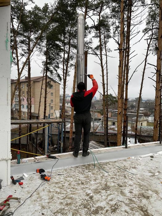 Монтаж установка гильзування гильзовка димоход димарі дымоход каміни