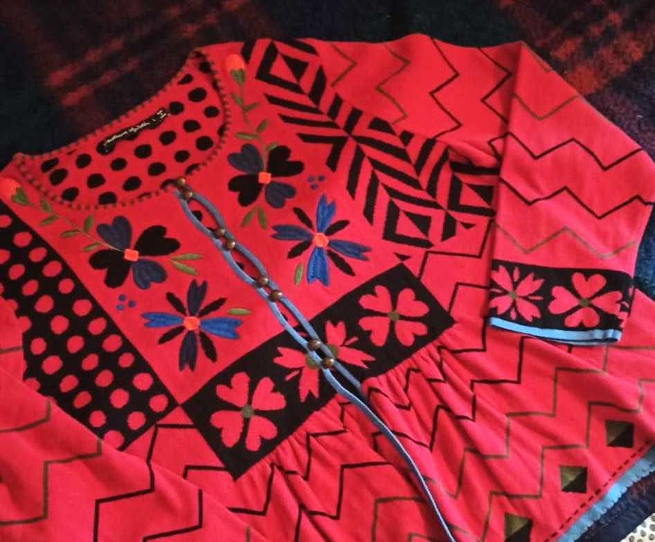 Sweter kardigan damski wiosenny bawełniany L kolorowy wzorzysty  etno