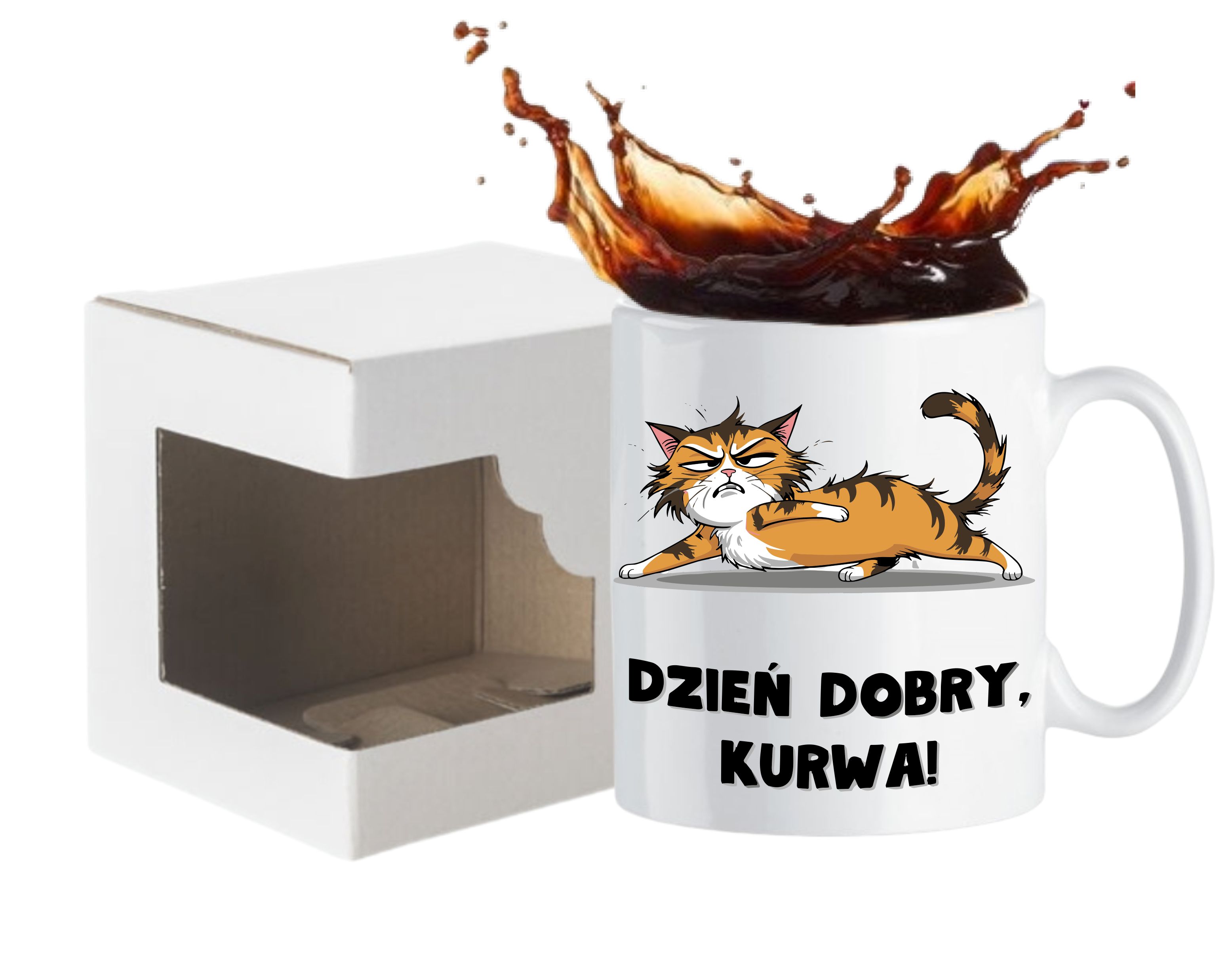 Kubek Z Nadrukiem Dzień Dobry Ku*Wa Kot