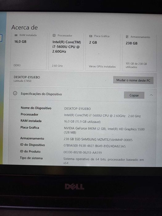 Dell Latitude E7450 i7 vPro – Portátil Profissional, Rápido e Fiável