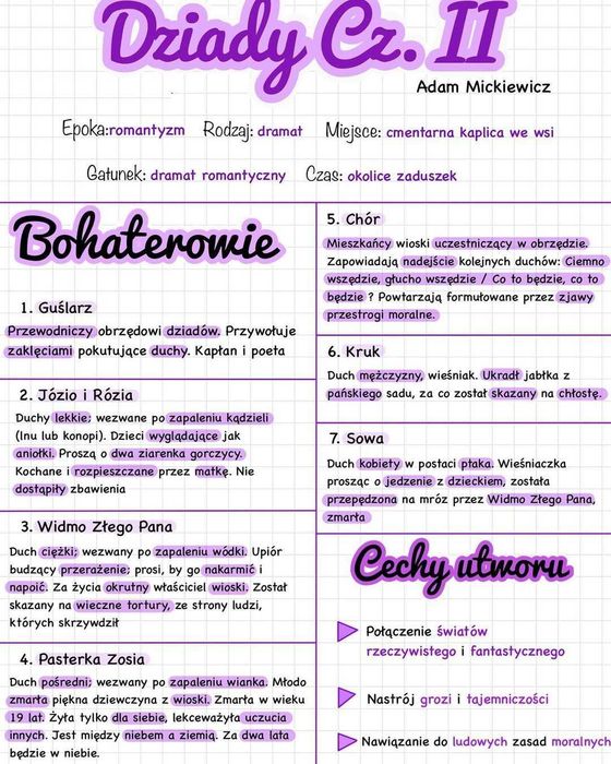 Notatki maturalne język polski matura 2024 lektury