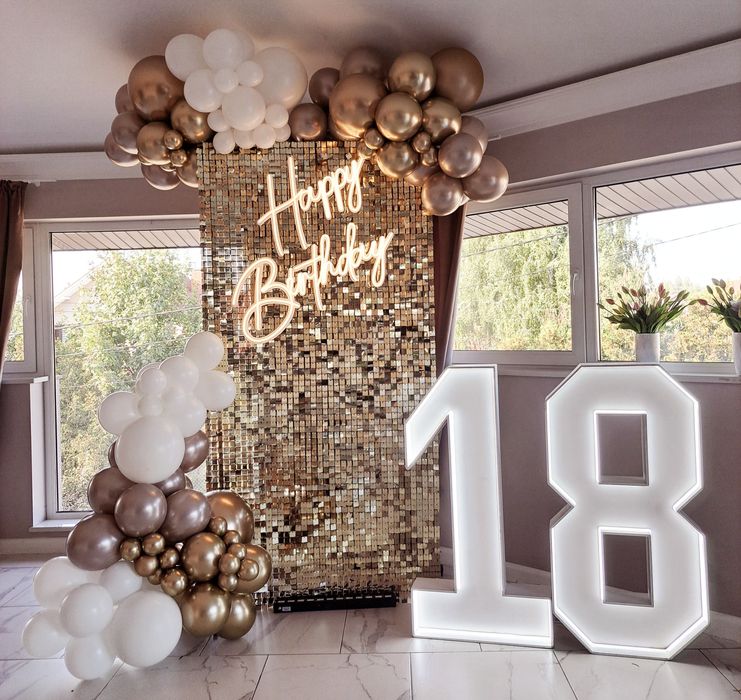 Ścianka cekinowa złota srebrna czarna studniówka  osiemnastka urodziny