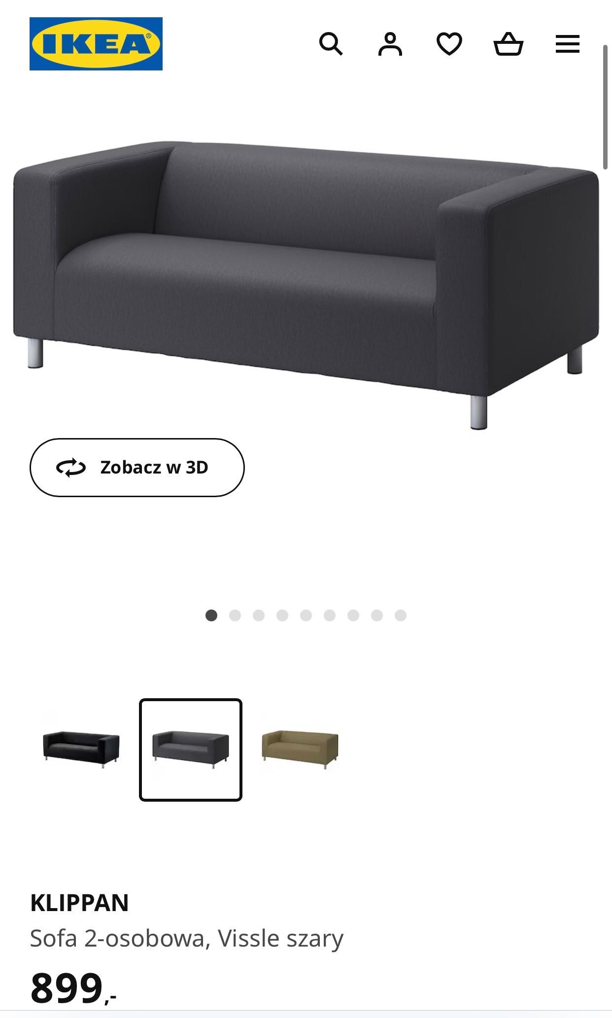 Sofa kanapa ikea  Klippan popielata