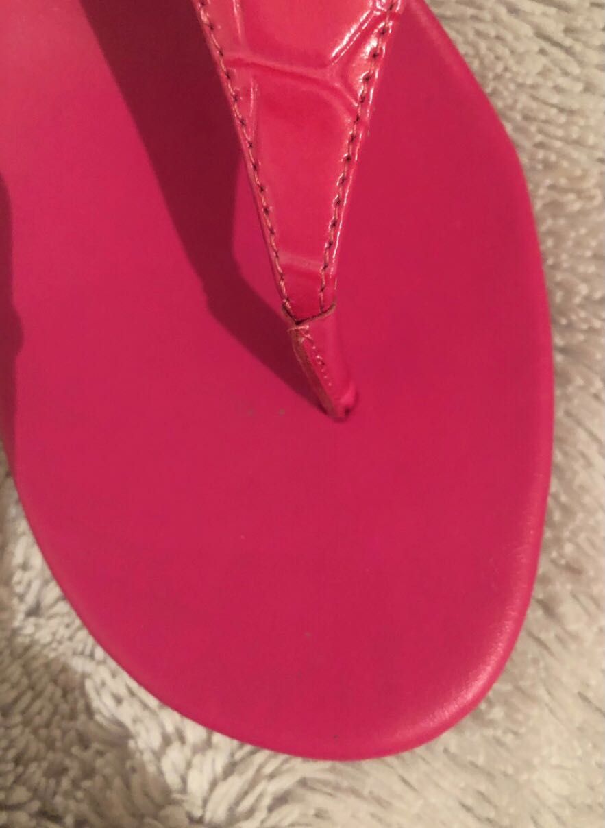 Buty sandałki japonki na obcasie Ralph Lauren różowe skóra
