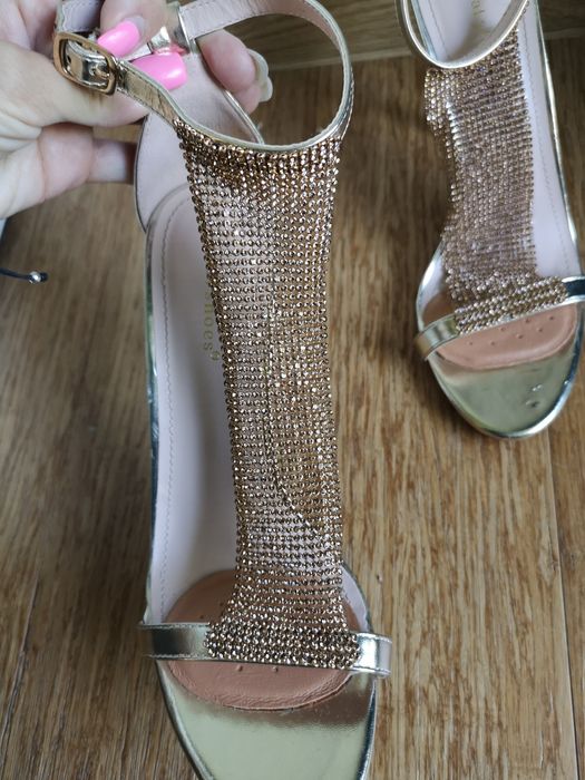 Sandały ideał shoes sandałki sexi damskie cyrkonie komunia wesele pase