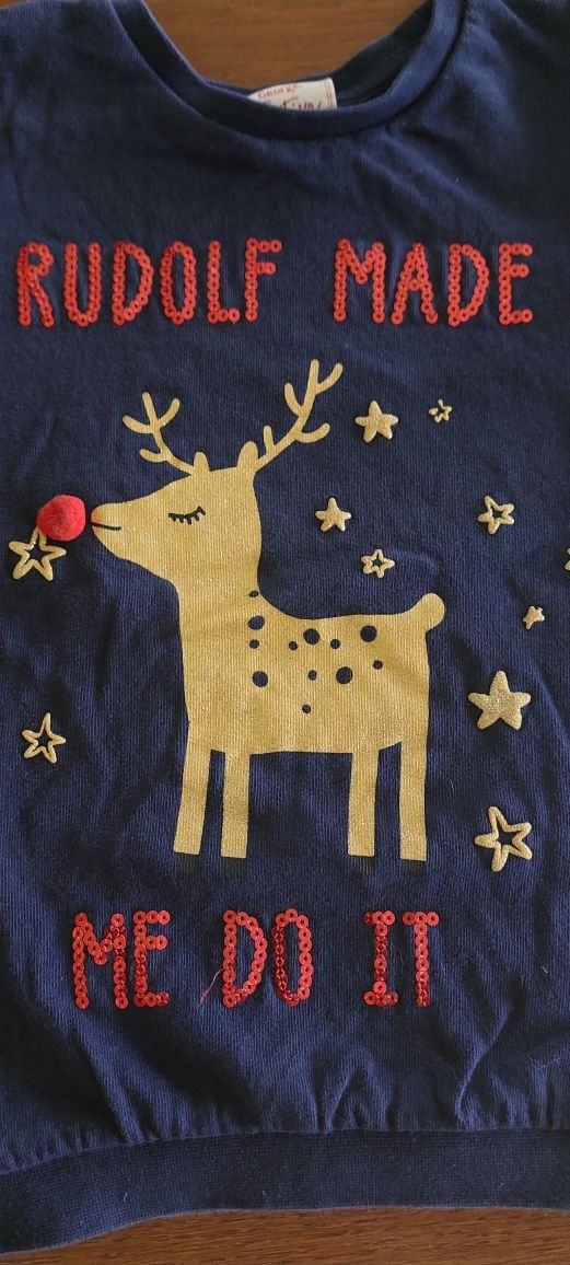 Bluza świąteczna z reniferem George 92-98, 2-3 lata