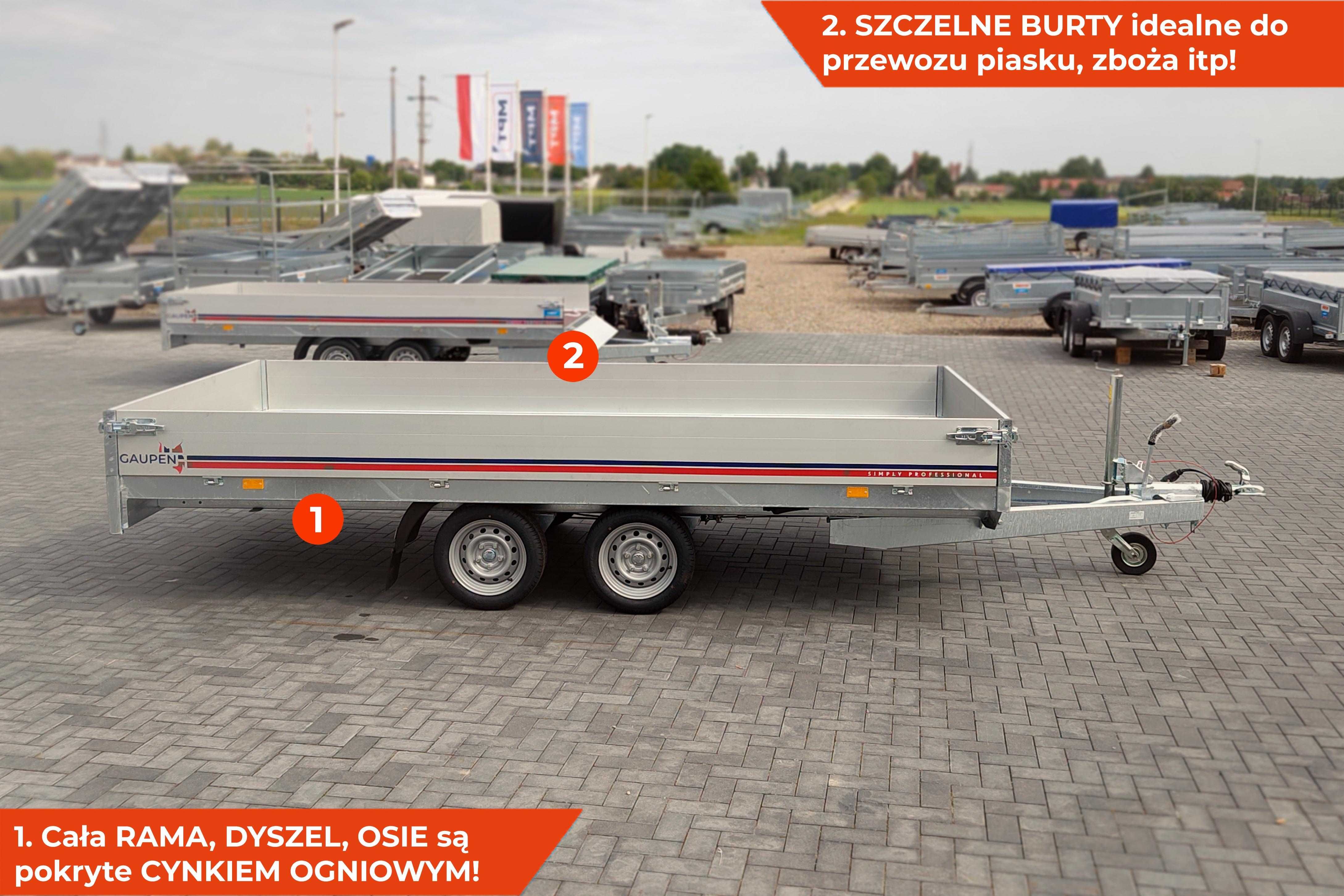 Laweta samochodowa GAUPEN 405 2 HL 405x198x30 aluminiowe burty SPAWANA