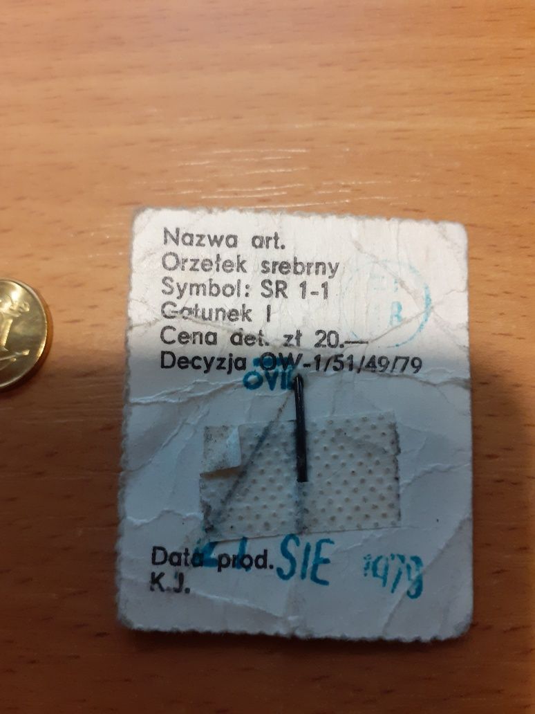 Orzełek srebrny wpinany oryginał sierpień 1979