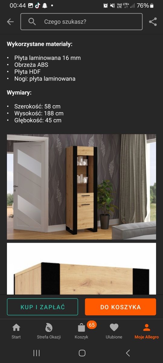 Witryna kolor artisan dodatki czarne oraz  szkło