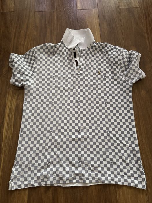 Polowka polo louis vuitton 3xl bialo szara kratka