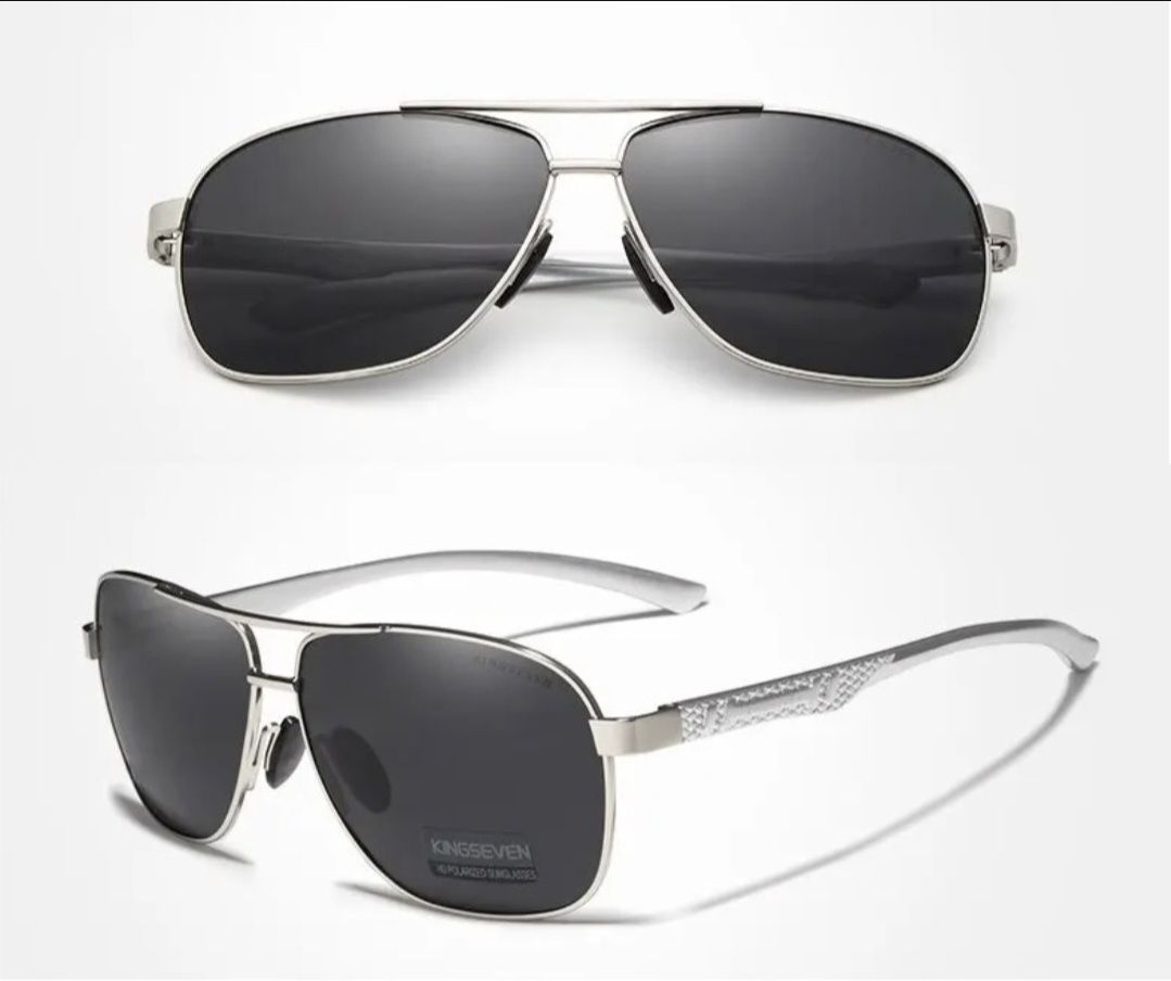 Okulary KINGSEVEN premium PILOTKI AVIATORY N7188 szare oprawki