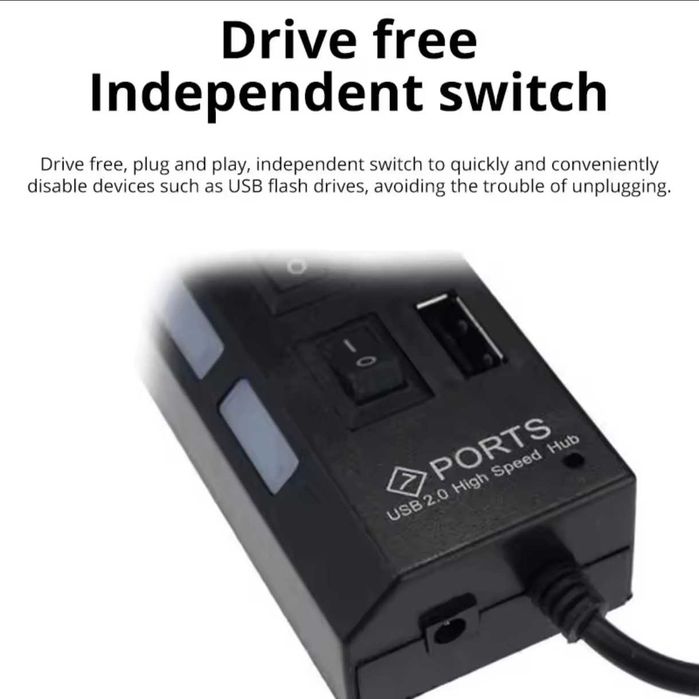 НОВЫЙ Разветвитель USB-A на 7 портов удлинитель с подсветкой для комп