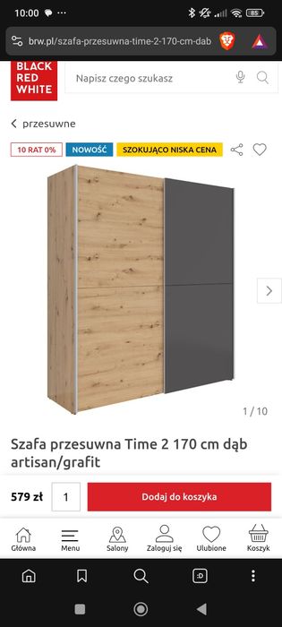 Szafa przesuwna BRW Time 170 dab grafit Nowa