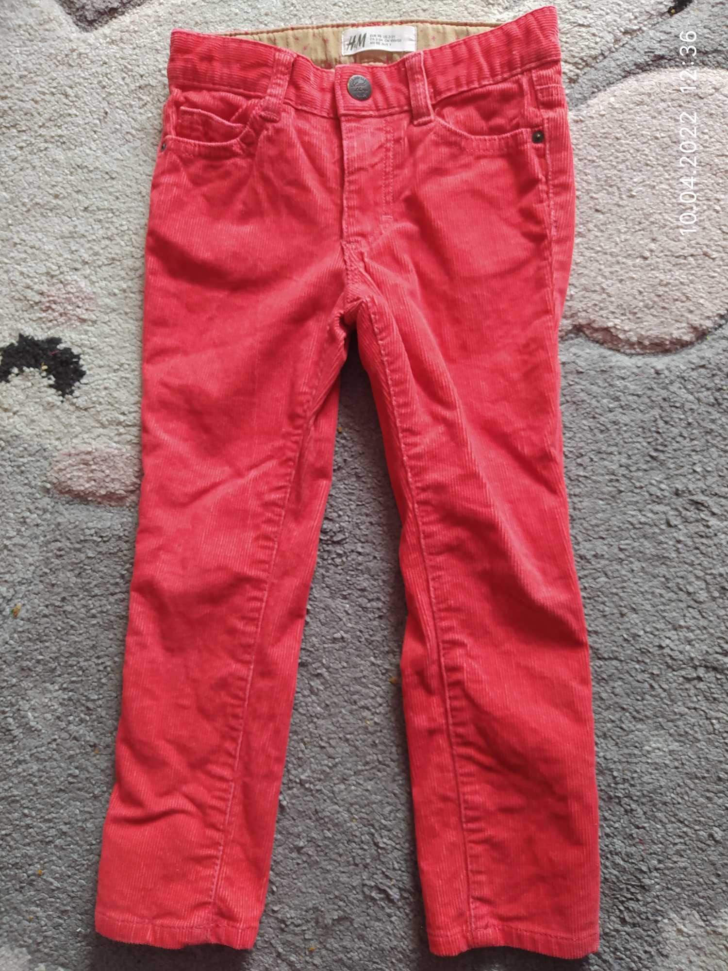 Spodnie H&M 98 cm dla dziewczynki, sztruks
